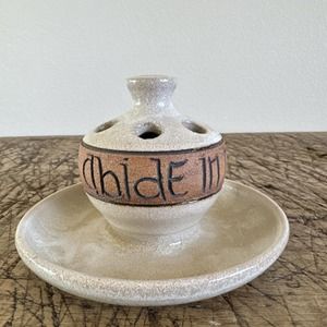 Oil Diffuser Studio Art Pottery Bible Verse Abide in Me Flower Frog Vase Wilder